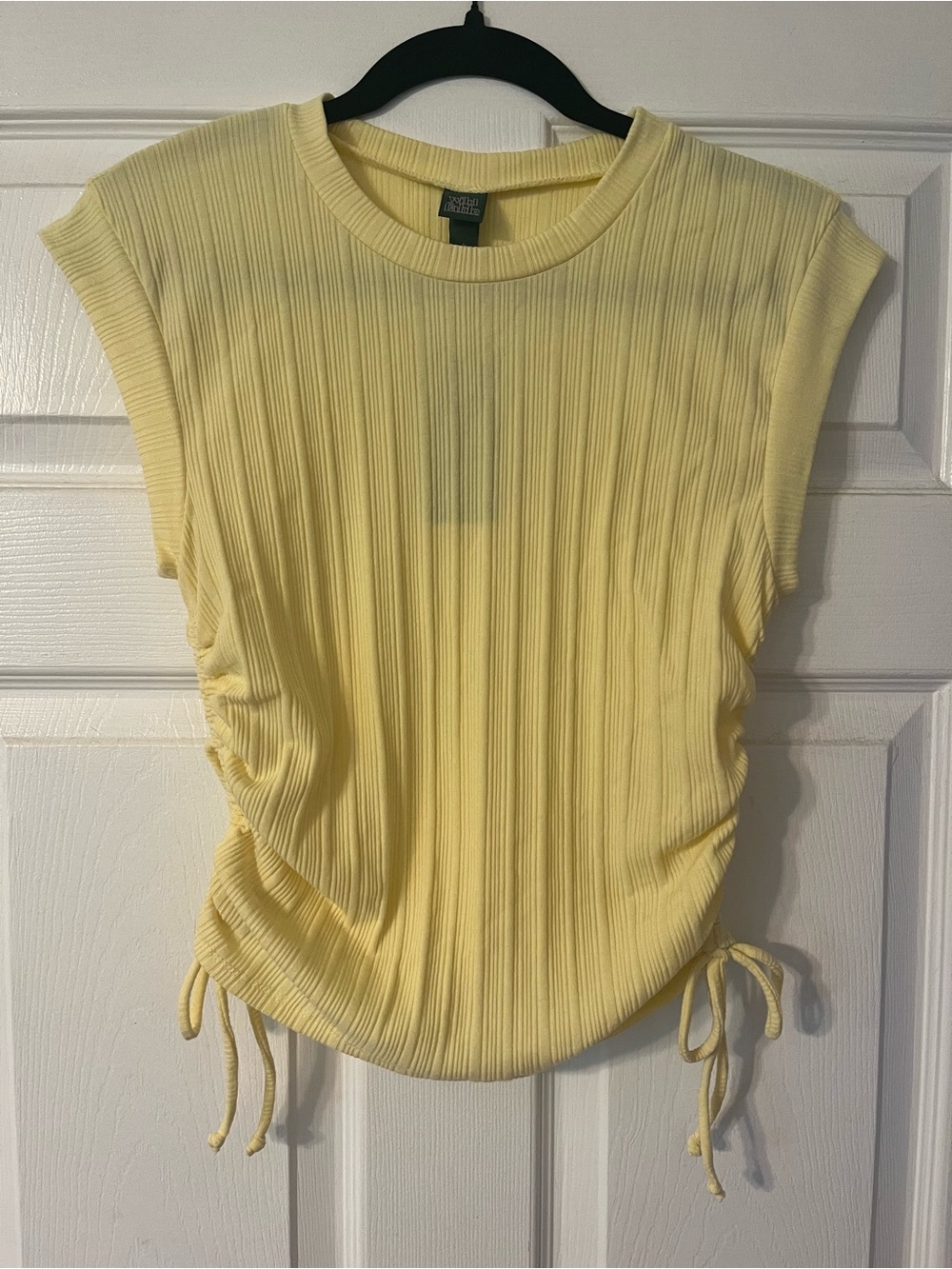 wild fable Pale Yellow Ribbed Side-Drawstring Tank